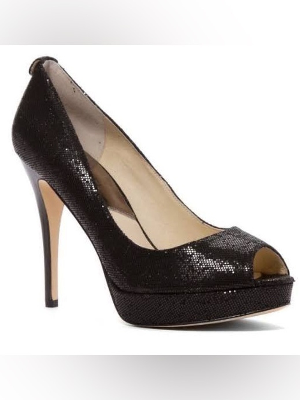 Michael Kors York Platform Women in Black Glitter Stiletto Sz 8